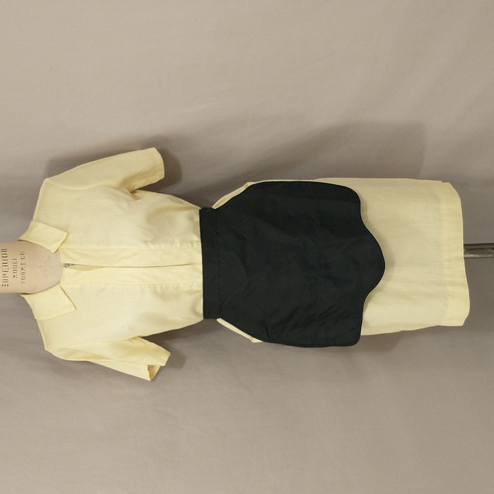 Vintage Waitress Uniform Short Dress & Apron Fun Cosplay Costume Yellow White ,+